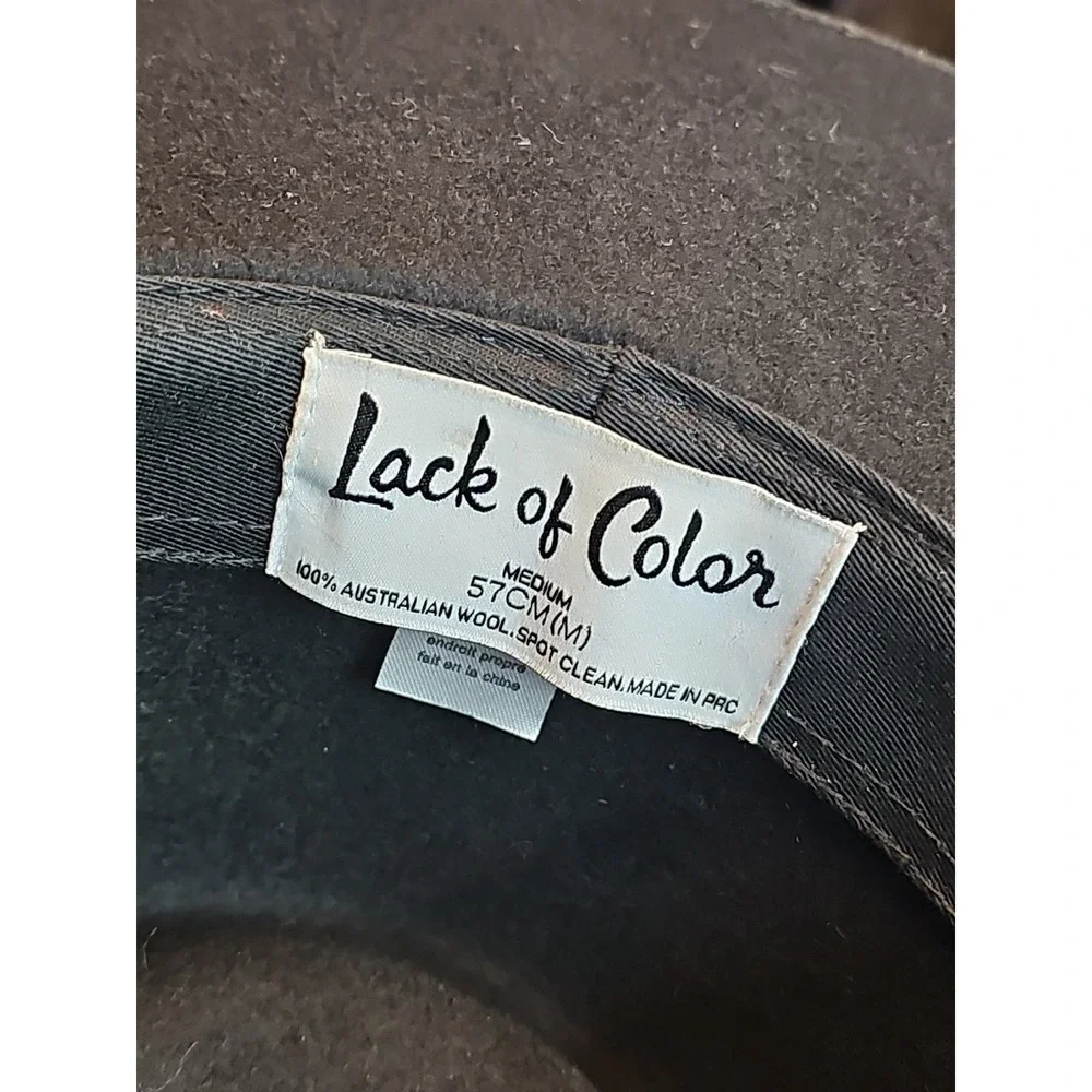 Lack of Color 100% Australian Wool Fedora Hat‎ Size 57cm Black EUC